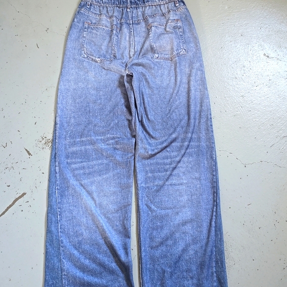 Oddie Faux Denim Illusion Lounge Acid Wash Pants Size Small - Picture 8 of 9
